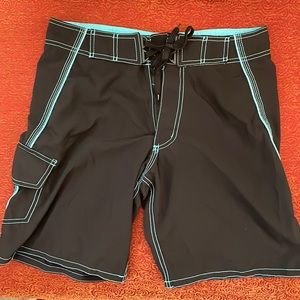 Old navy black and neon blue swim trunks